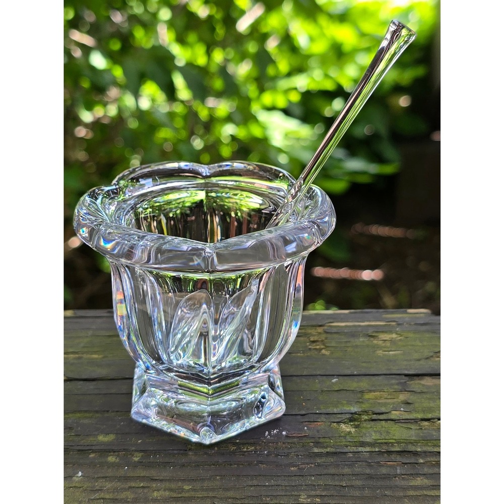 Vintage Baccarat Crystal Missouri Mustard Condiment‎ Jar with Lid & Spoon - Picture 2 of 8